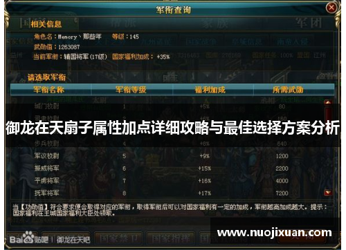 御龙在天扇子属性加点详细攻略与最佳选择方案分析